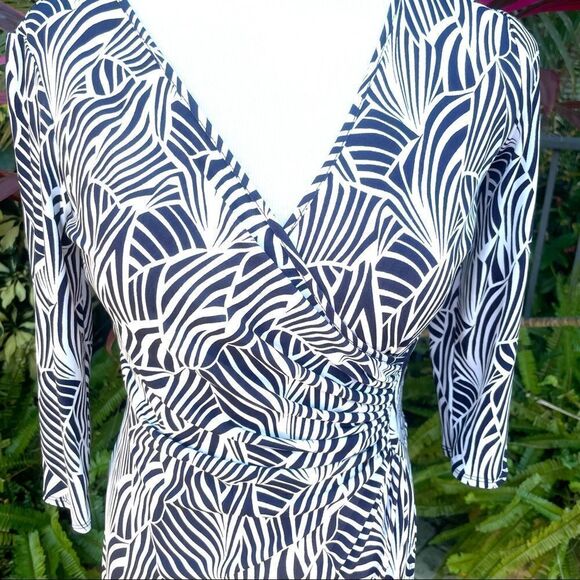 Laundry By Design Navy Zebra Faux-Wrap Dress - Picture 3 of 7